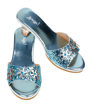 Pantolette mit Absatz – hellblau metallic