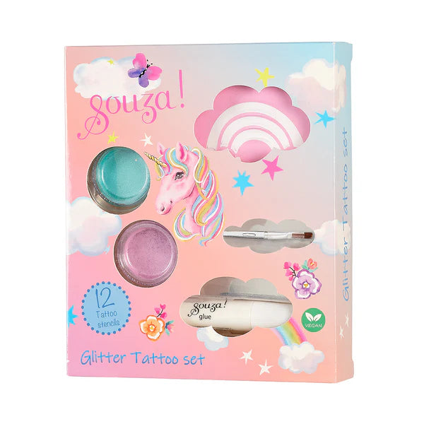 Glitzer-Tattoo-Set Einhorn (1 St.)