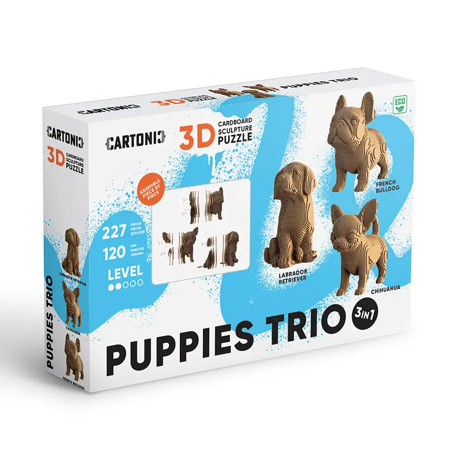 Welpen Trio 3D-Puzzle Modell aus Karton