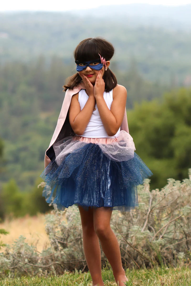 Super-Duper Tutu mit Cape & Maske, Rosa/Marine