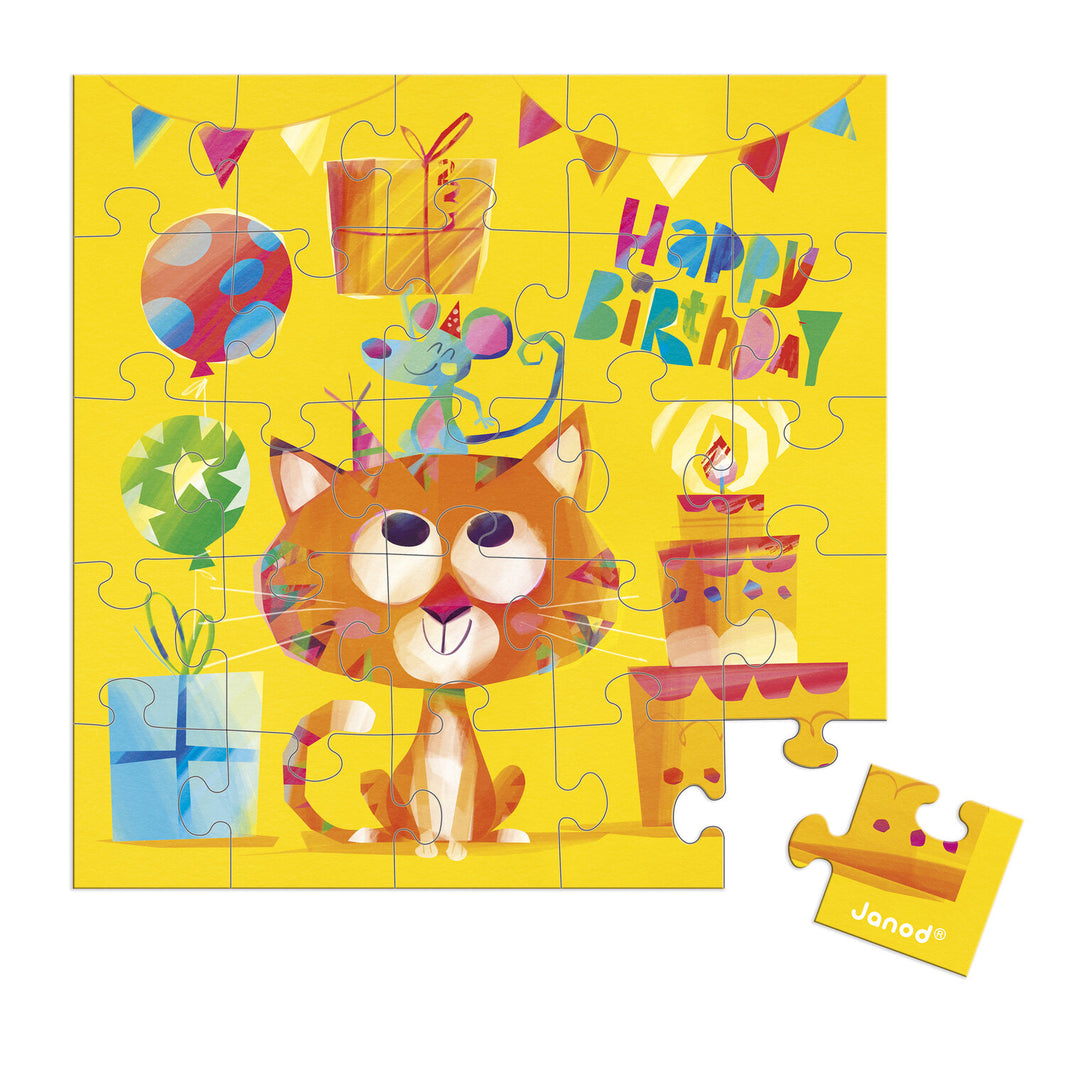 Puzzle-Geburtstagskarte Katze