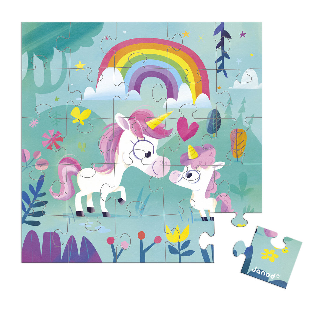 Puzzlekarte Einhorn Mama feiert
