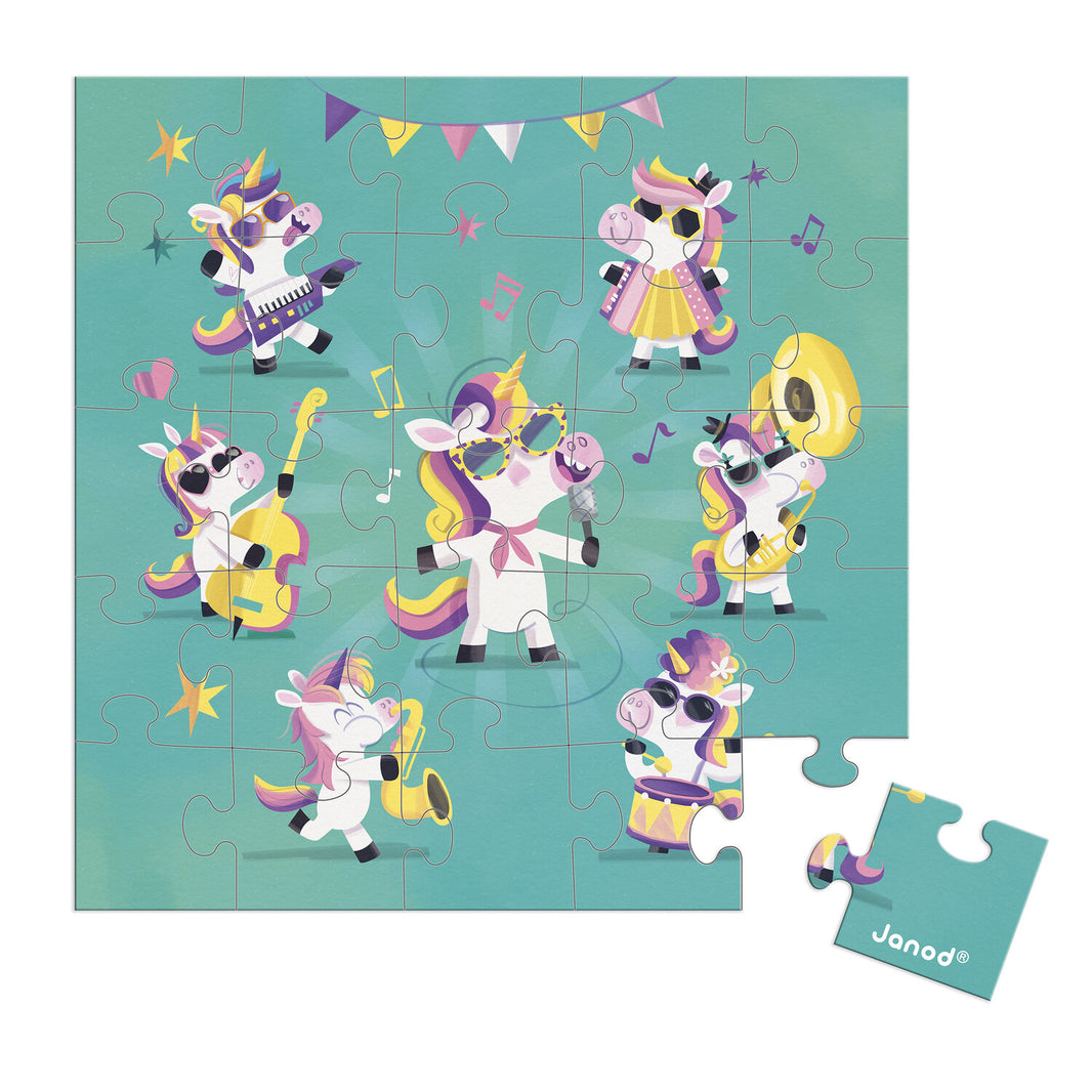 Puzzlekarte Festliche Einhörner