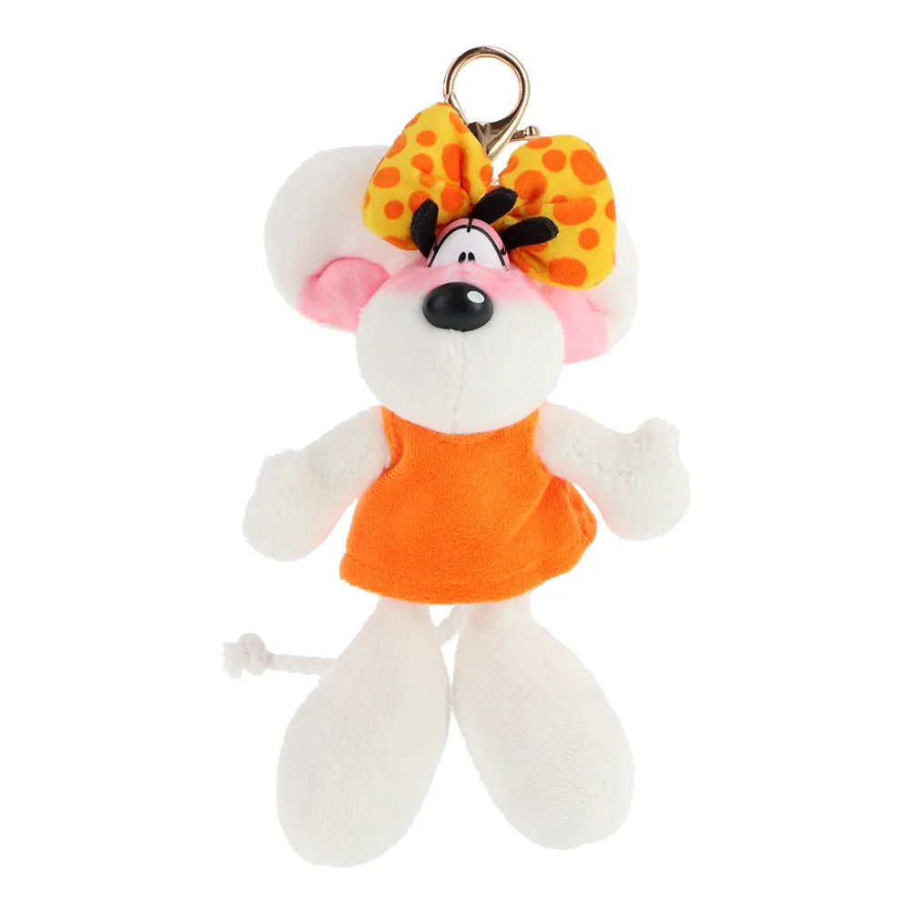 Diddlina Plüsch-Schlüsselanhänger in orangefarbenem Kleid 15cm