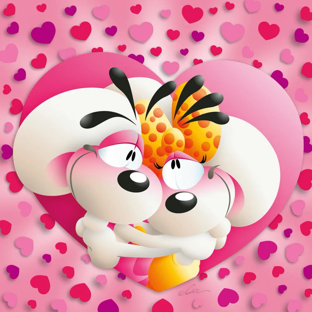 Carte 3D Diddl – Diddl & Diddlina Cœur rose