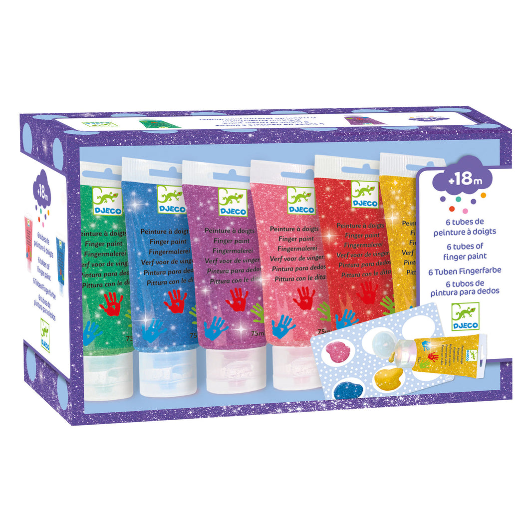 6 Tuben Fingermalfarbe - Glitzer