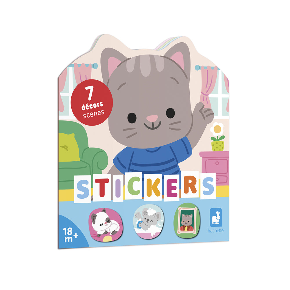 Stickerbuch und Dekorationen zum Thema Haus