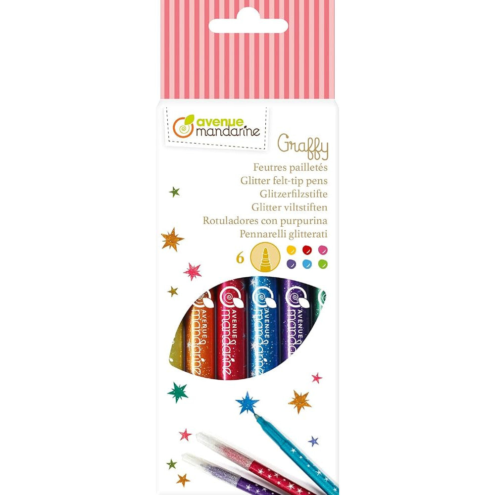 6er Pack Glitzerfilzstifte - Avenue Mandarine