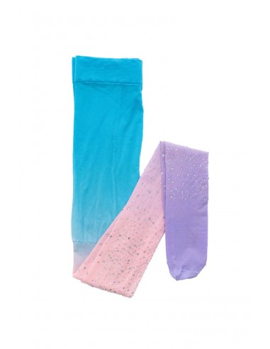 Strumpfhosen mit Strasssteinen, Farbverlauf Hellrosa/Blau