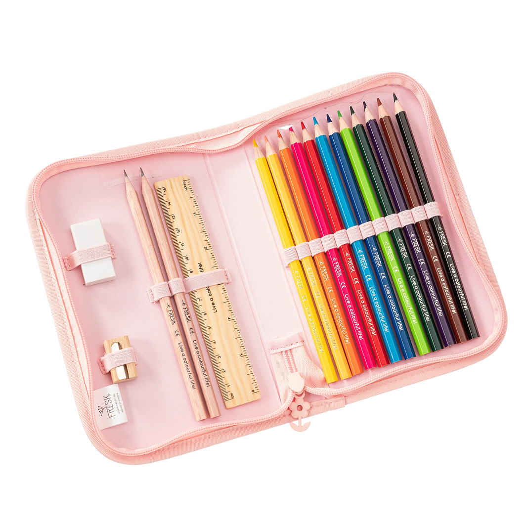 Trousse garnie Fresk – Garden Flowers – Crayons et accessoires