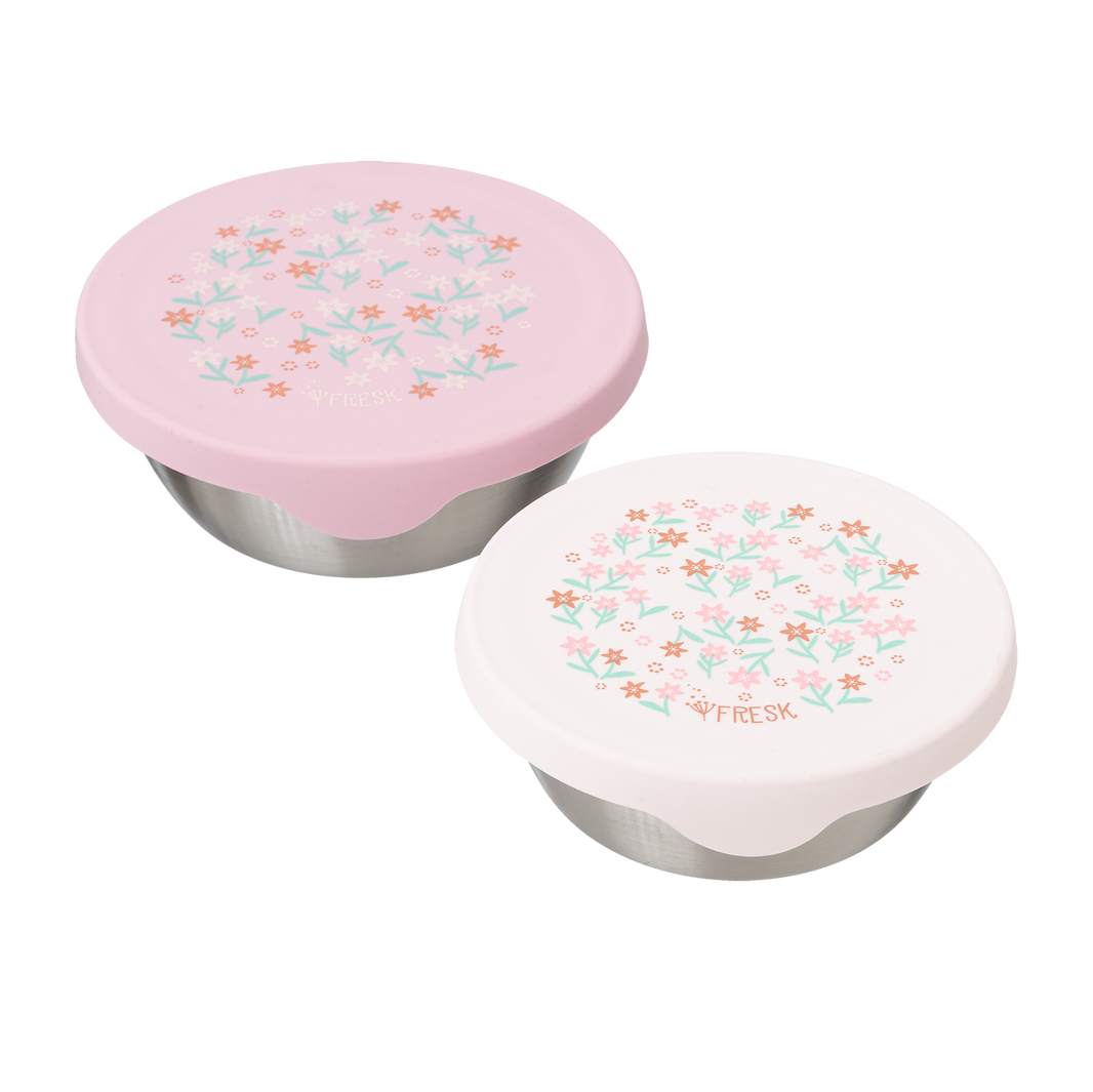 Fresk Garden Flowers Snackbox – 2er-Set, Edelstahl und Silikon