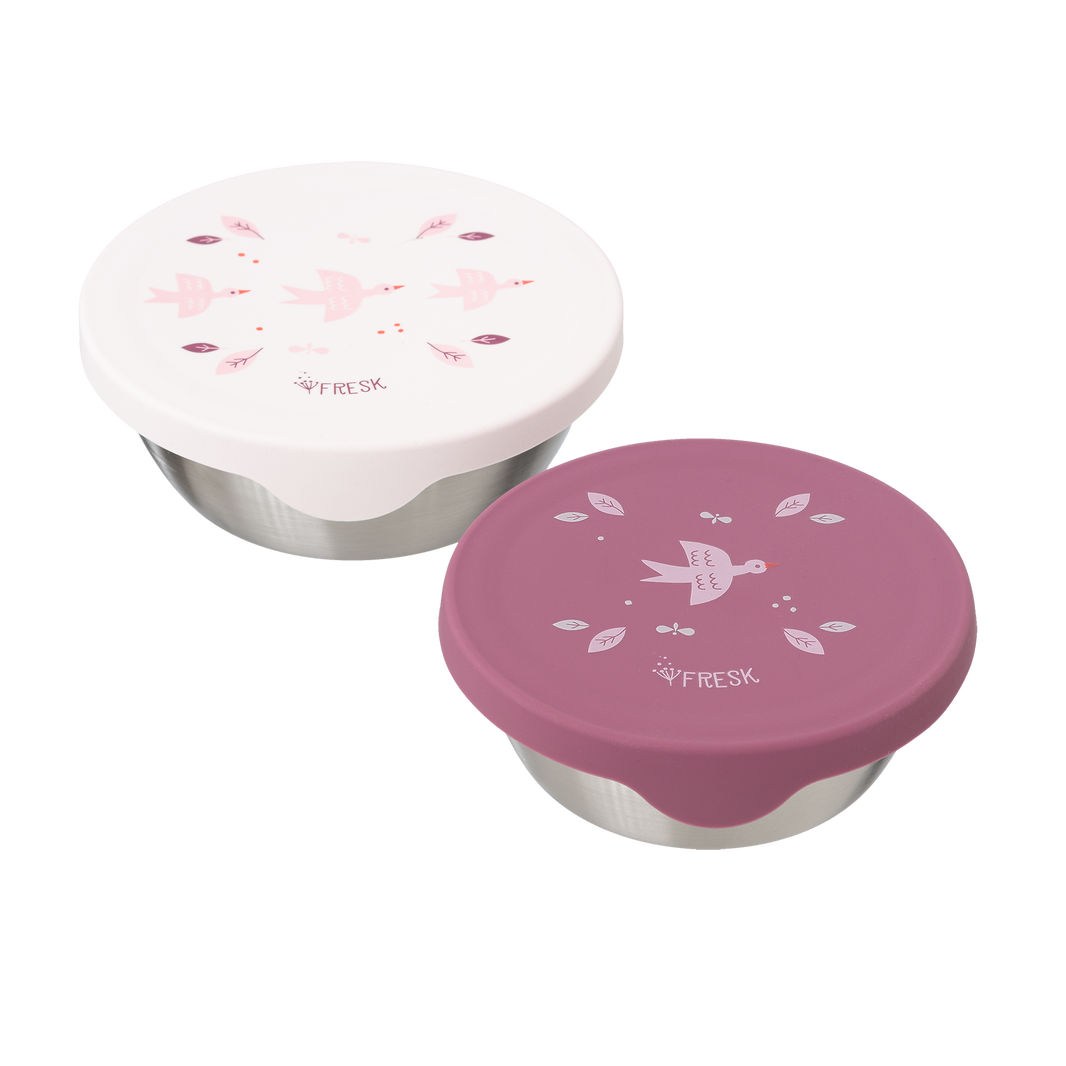 Fresk Brotdose Schwalbe Edelstahl & Silikon – 2er-Set, Violett