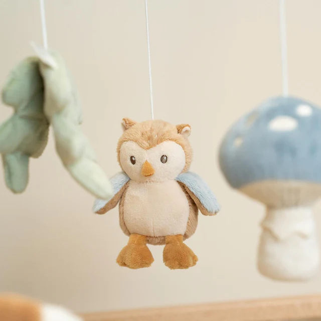 Mobile musical en bois – Forest Friends (bleu)
