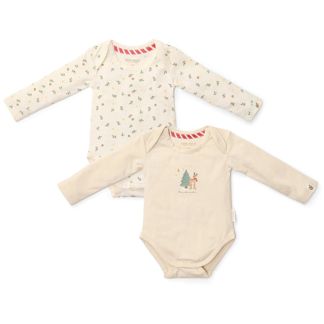 Lot de 2 bodies bébé Noël beige – Little Dutch
