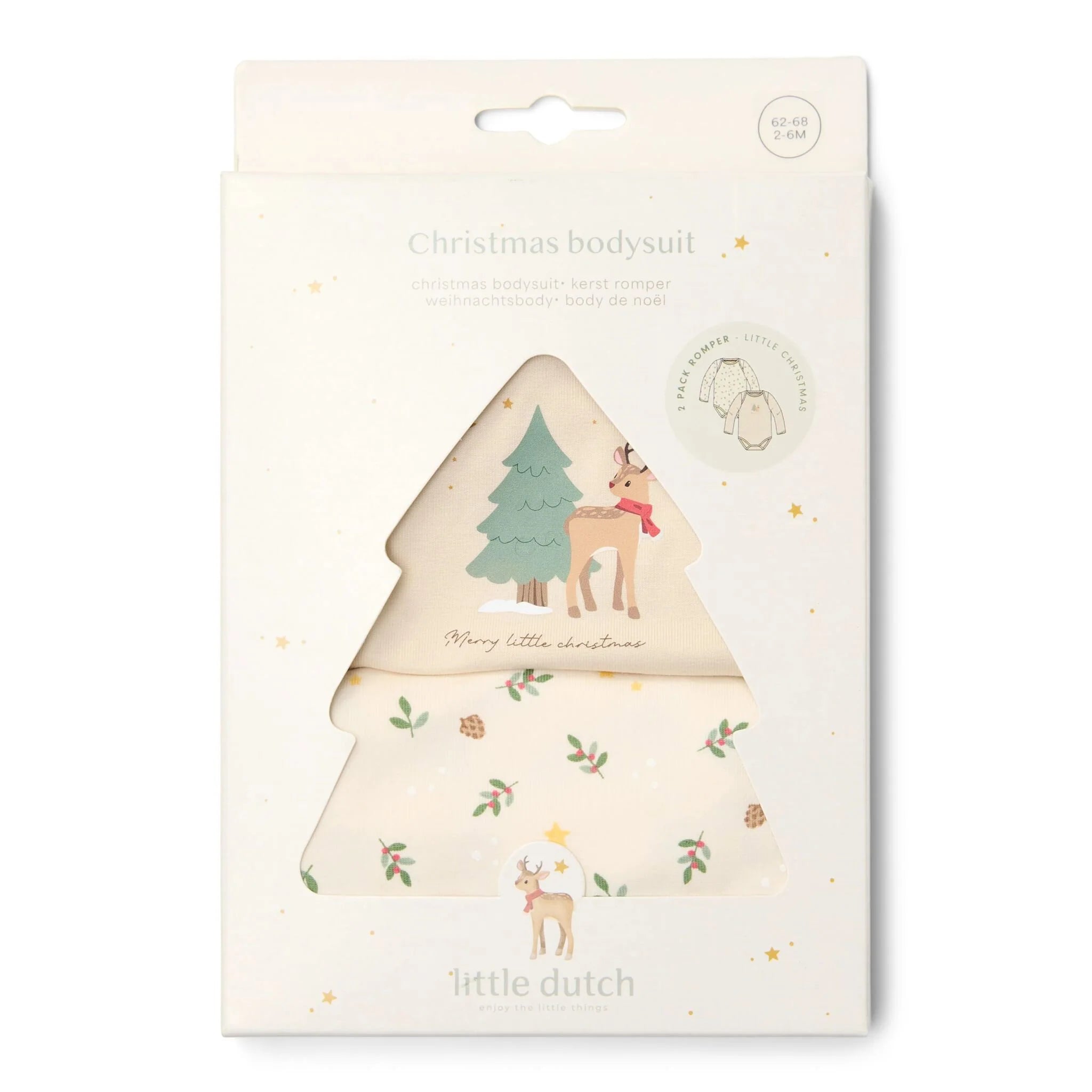 Lot de 2 bodies bébé Noël beige – Little Dutch