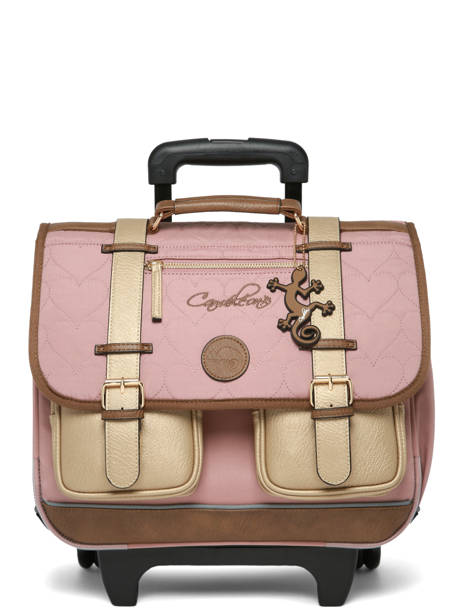 Cartable à roulettes enfant 2 compartiments Vintage fantasy 38 cm - Caméléon