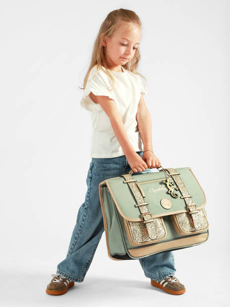 Cartable enfant 2 compartiments Vintage fantasy 38 cm - Caméléon