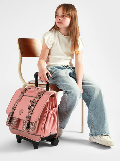 Schulranzen auf Rädern für Kinder, 2 Fächer, Vintage Fantasy 40 cm - Caméléon