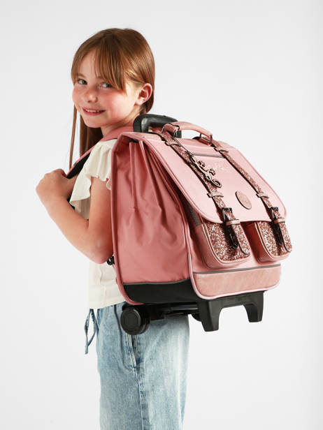 Cartable à roulettes enfant 2 compartiments Vintage fantasy 40 cm - Caméléon