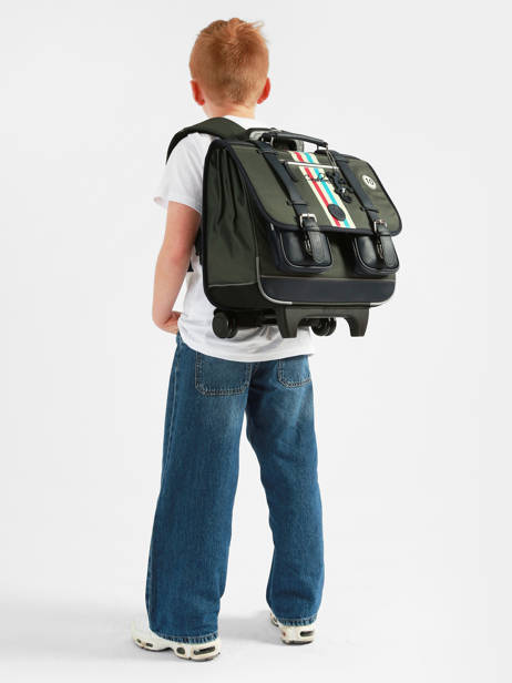 Cartable à roulettes enfant 2 compartiments Vintage Urban 38 cm - Caméléon