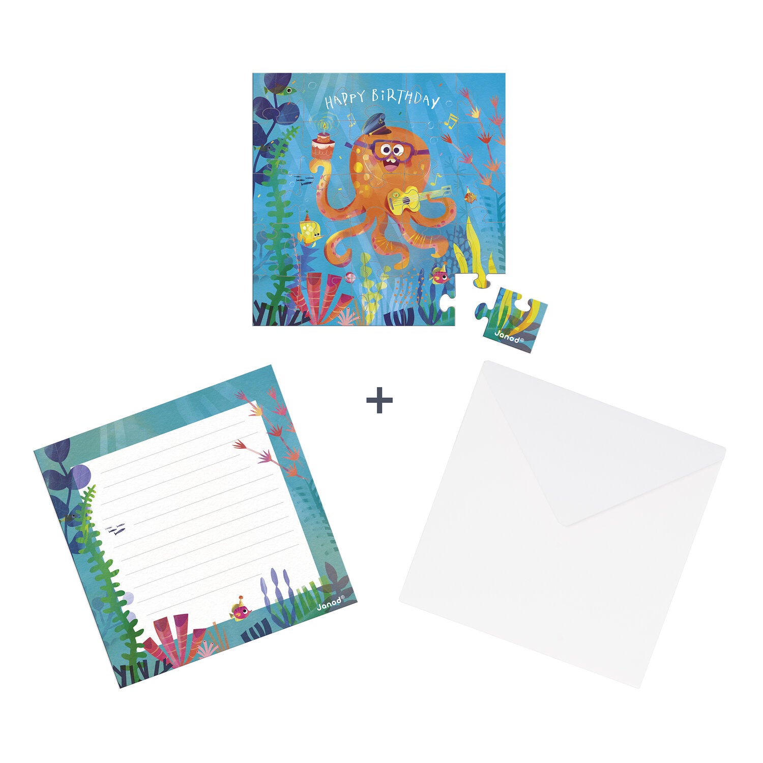 Carte puzzle anniversaire poulpe