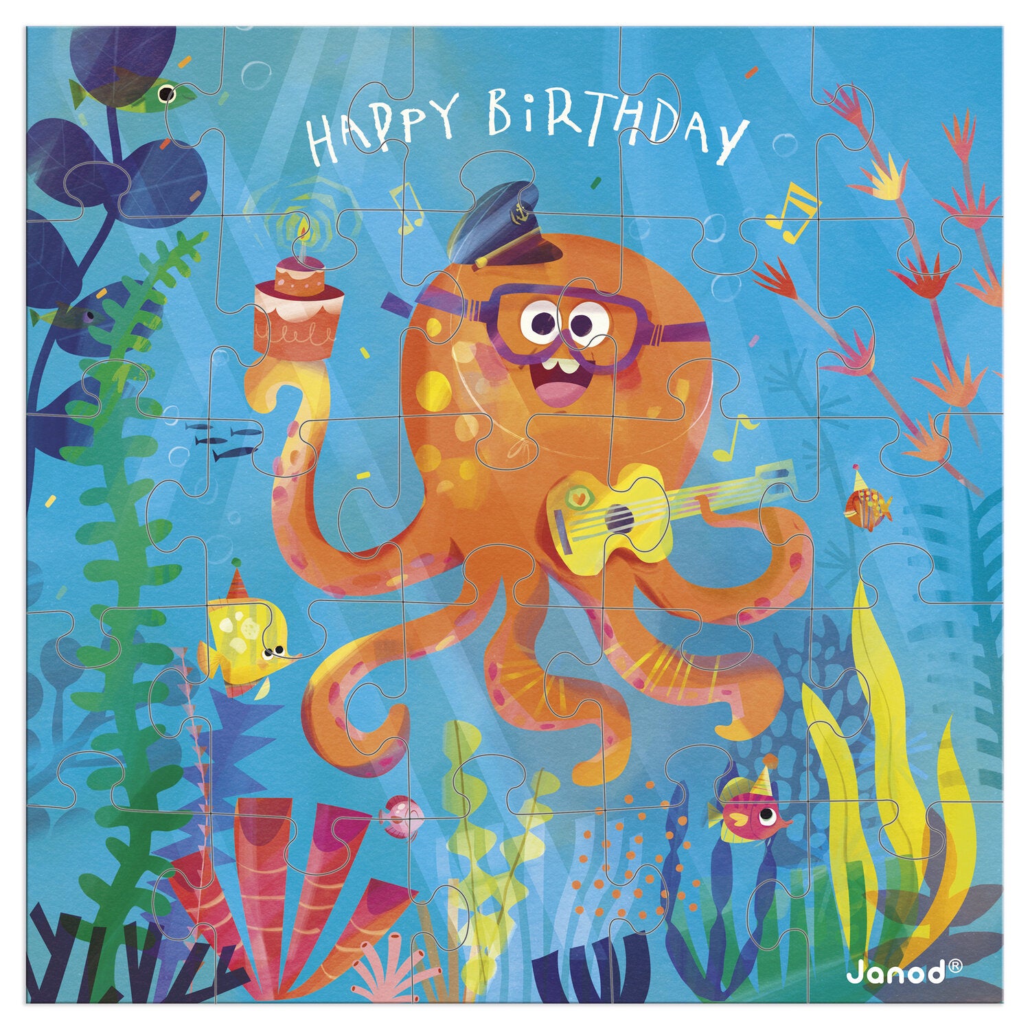 Carte puzzle anniversaire poulpe