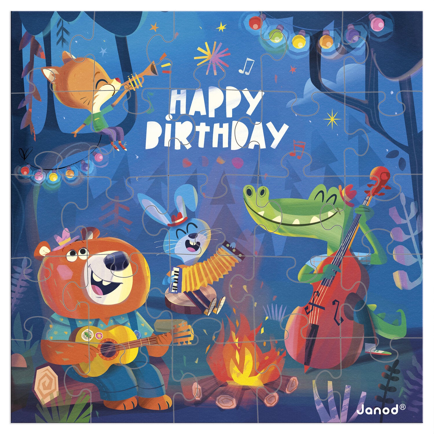 Carte puzzle anniversaire foret