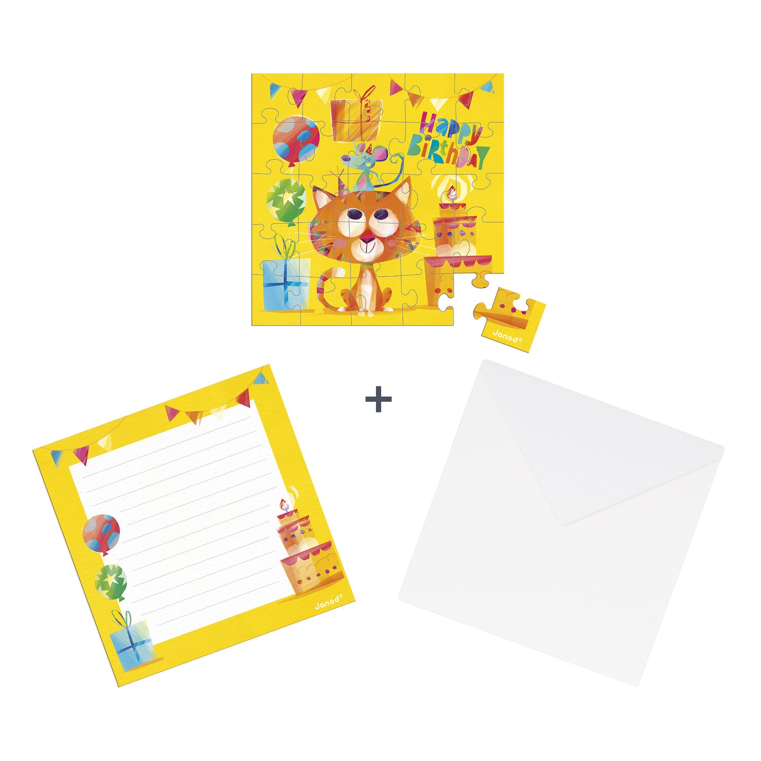 Carte puzzle anniversaire chat