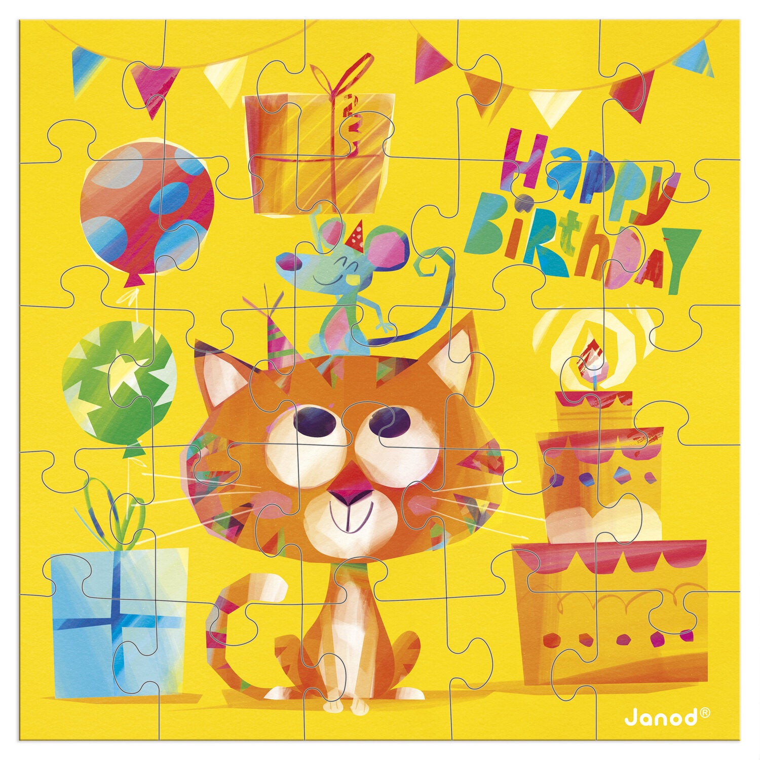 Carte puzzle anniversaire chat