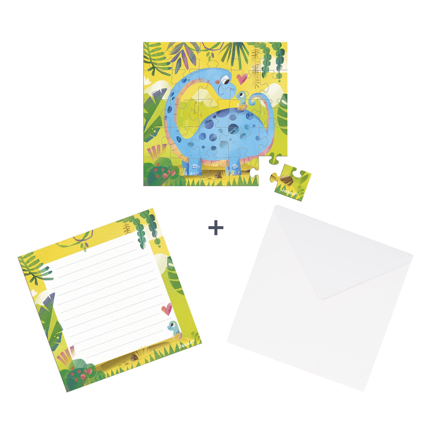 Carte puzzle Dino maman bébé