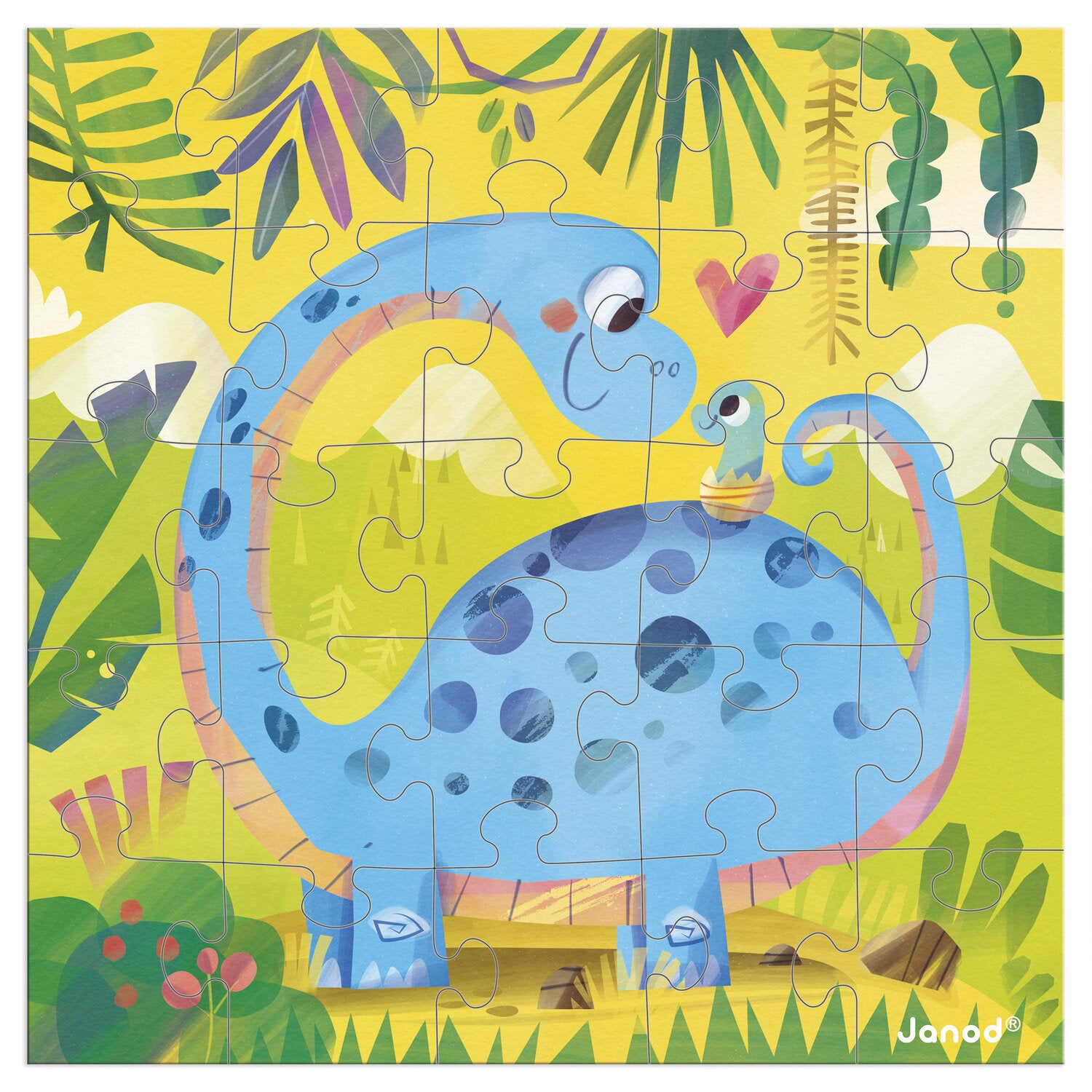 Carte puzzle Dino maman bébé