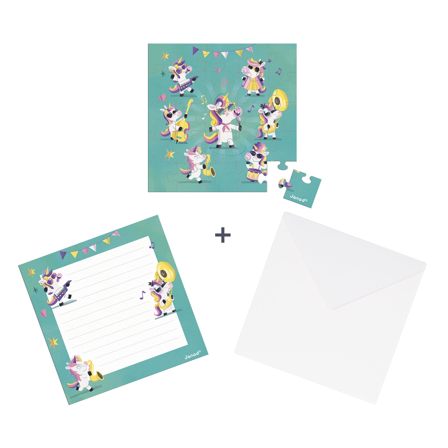 Carte puzzle Licornes en fête