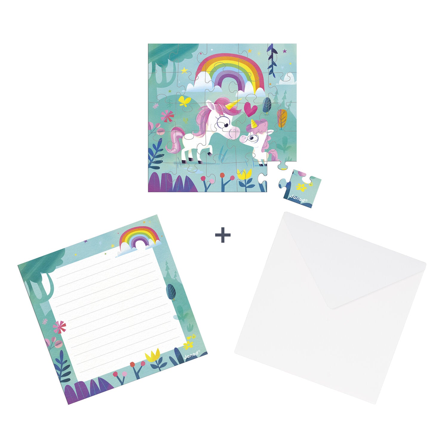 Carte puzzle Licorne maman en fête