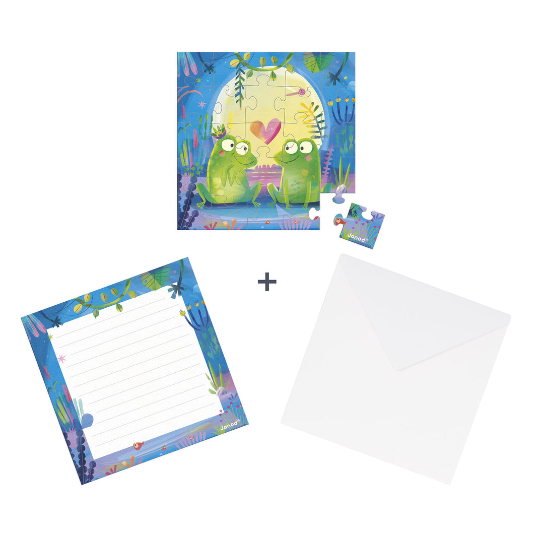 Carte puzzle amour dans l'étang