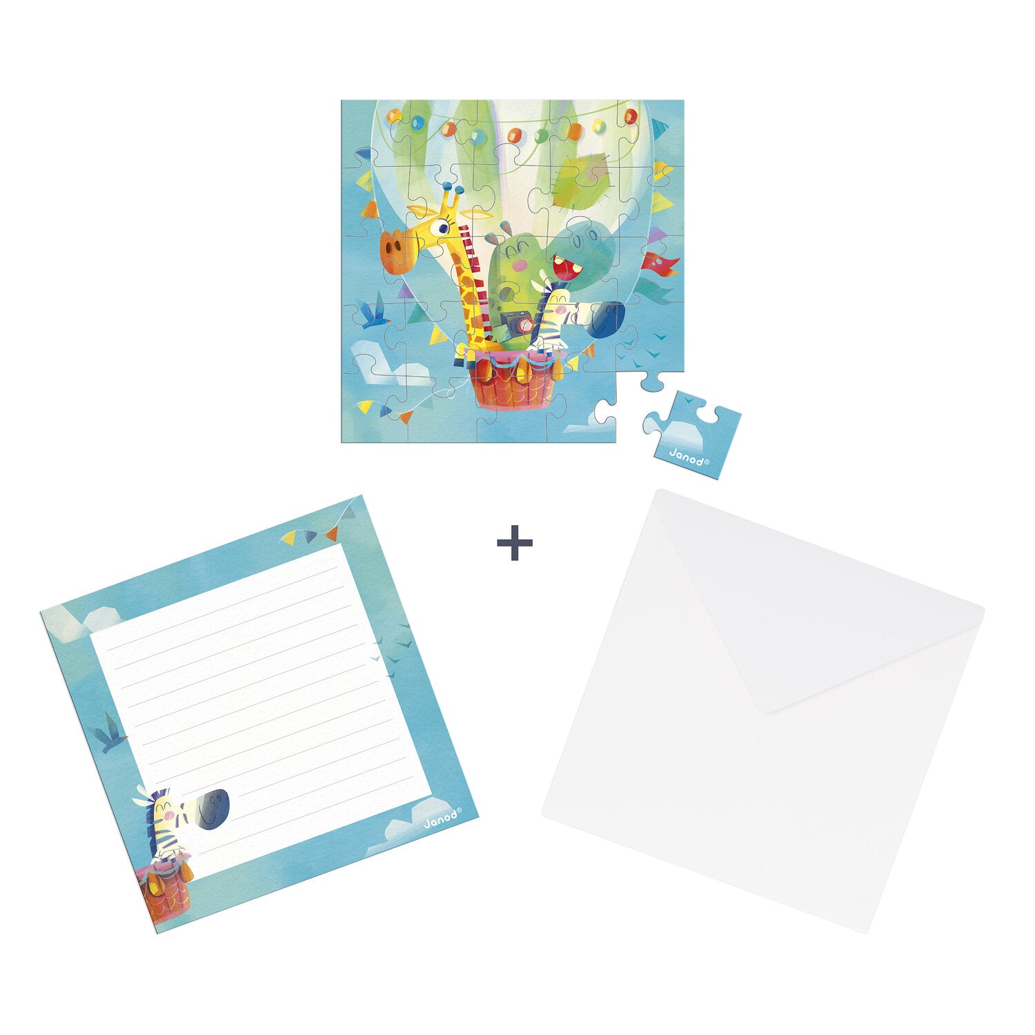Carte puzzle vol en mongolfiere