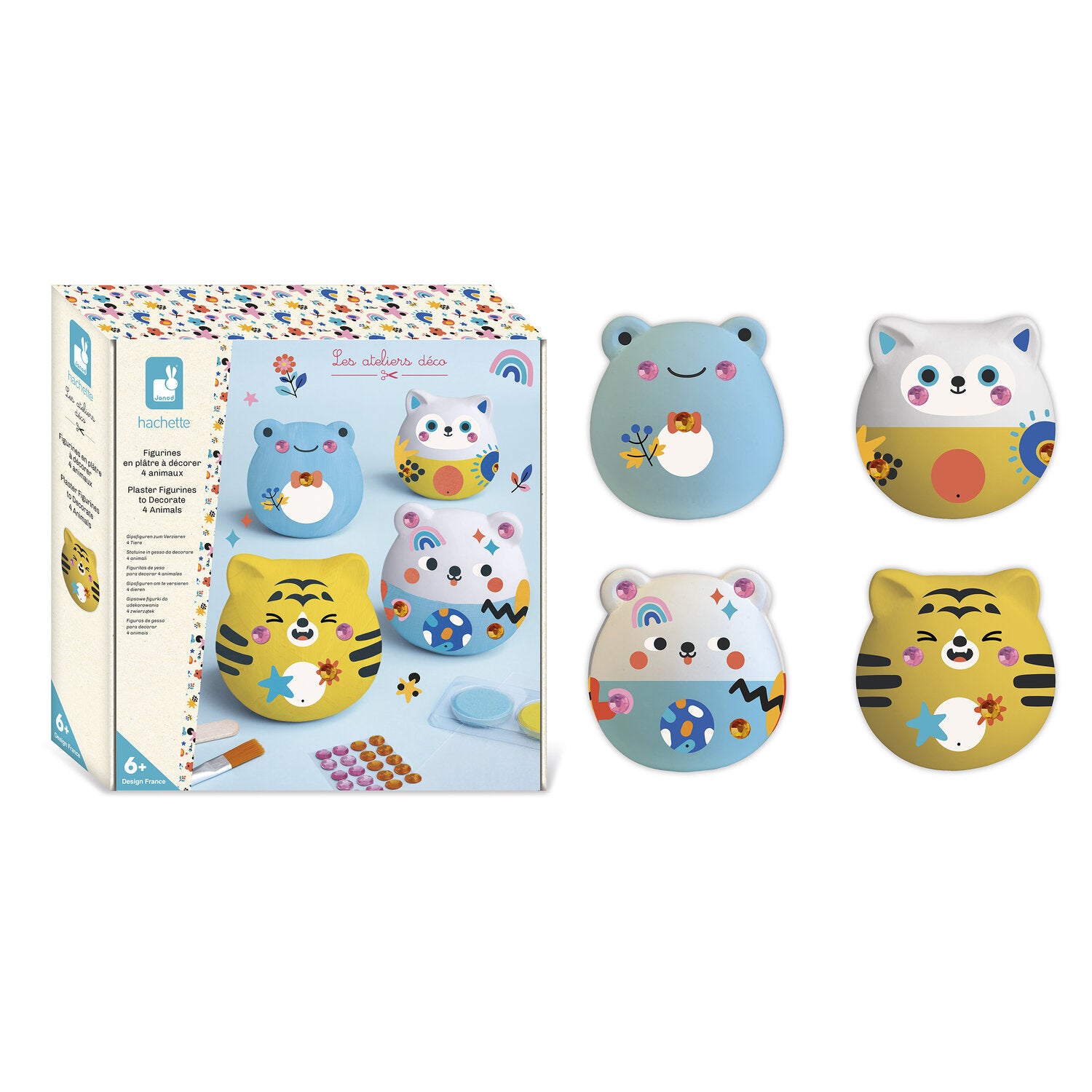 4 Figurines en plâtre à décorer