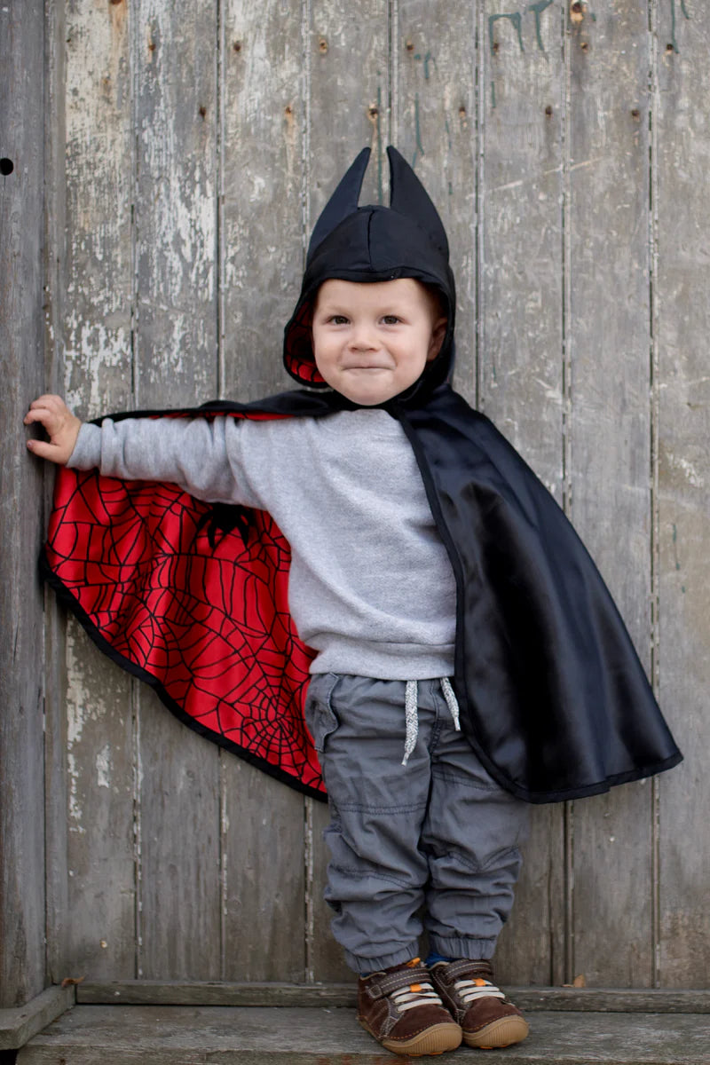Cape réversible d’araignée et de chauve-souris pour bébé/tout-petit