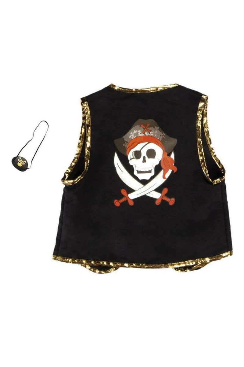 Gilet de pirate avec cache-œil, noir/rouge