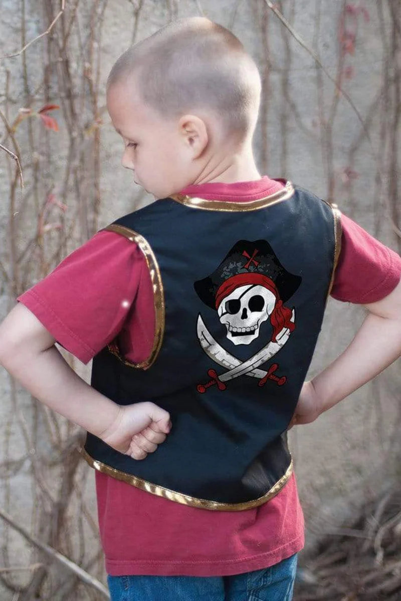 Gilet de pirate avec cache-œil, noir/rouge