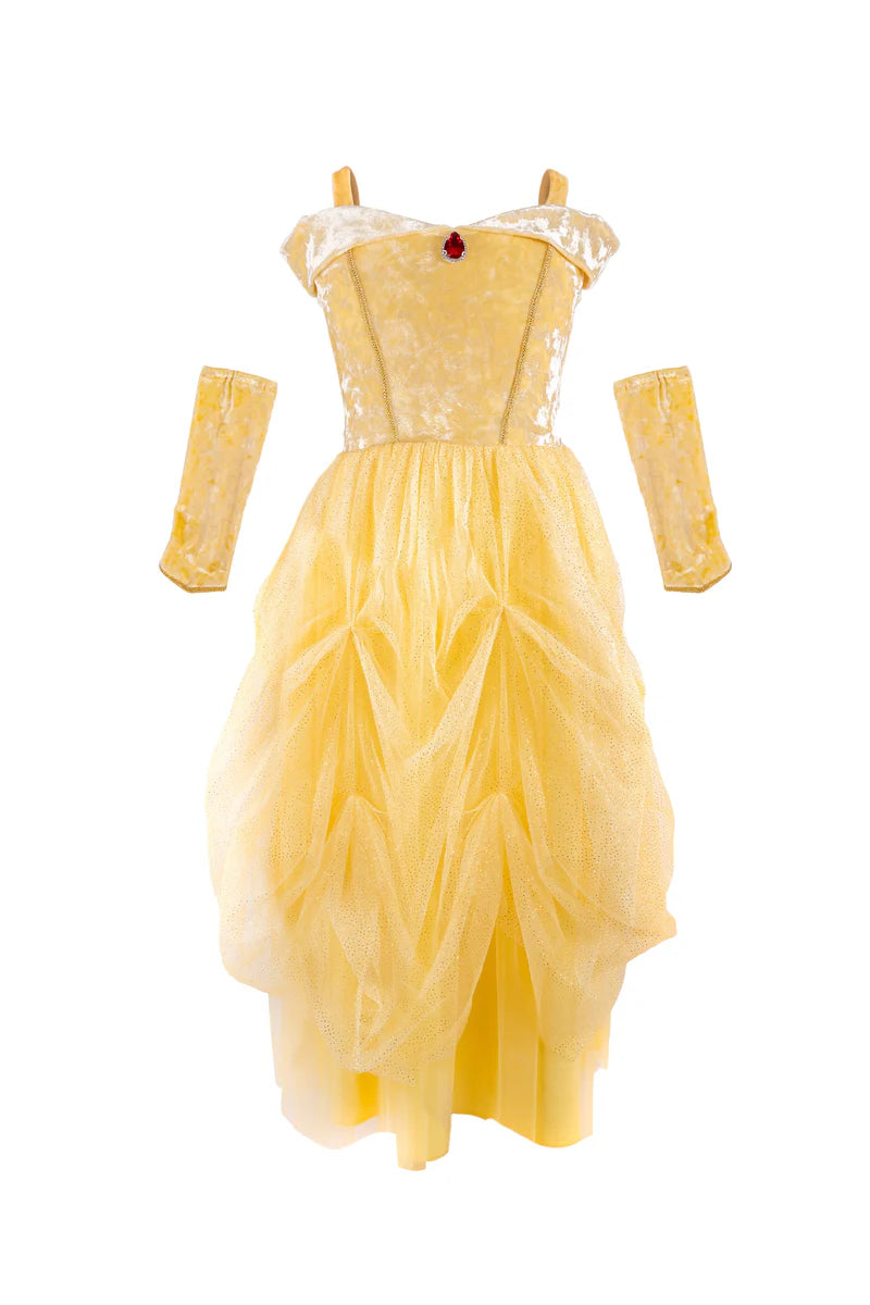 Robe de princesse jaune douce et veloutée avec porte-bras
