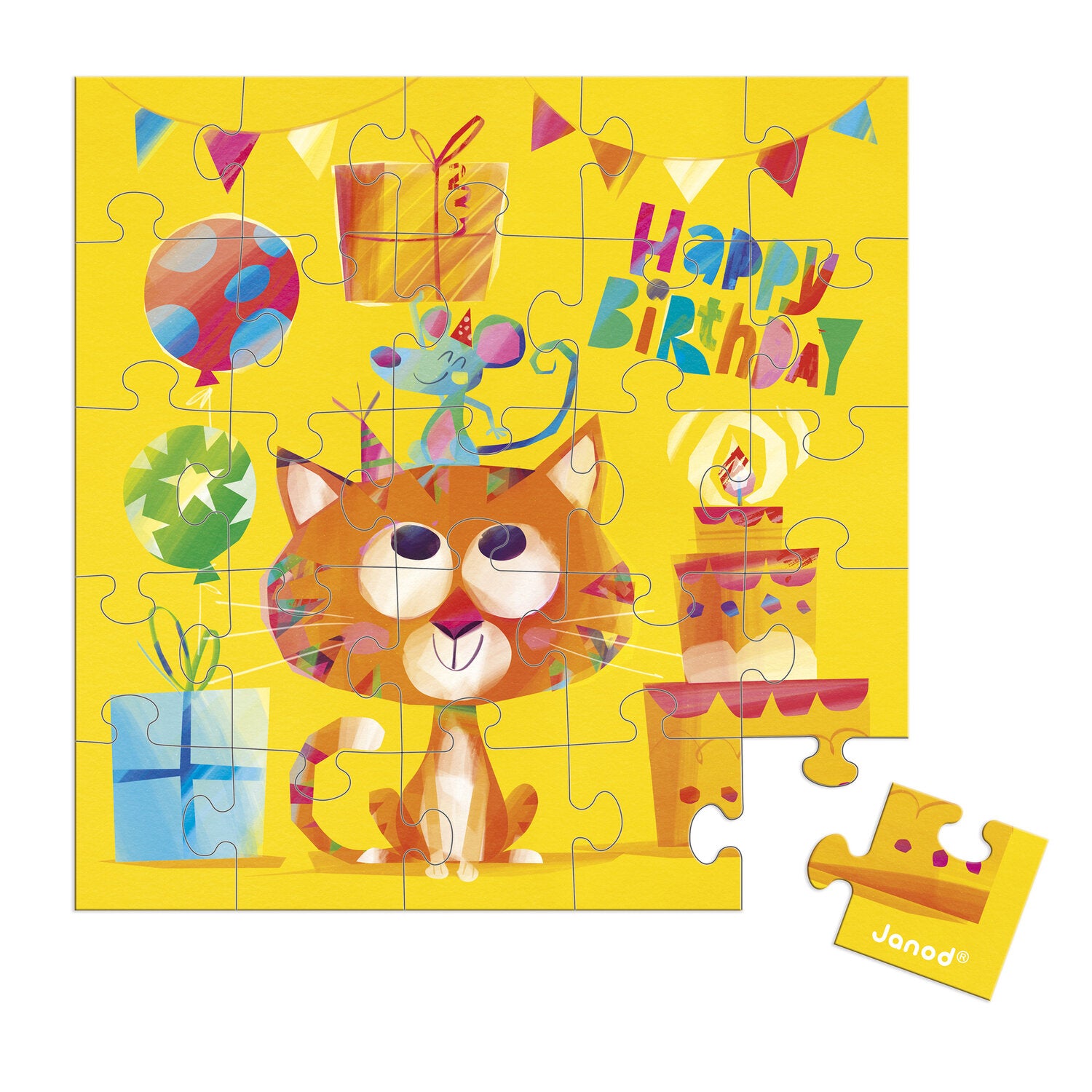 Carte puzzle anniversaire chat