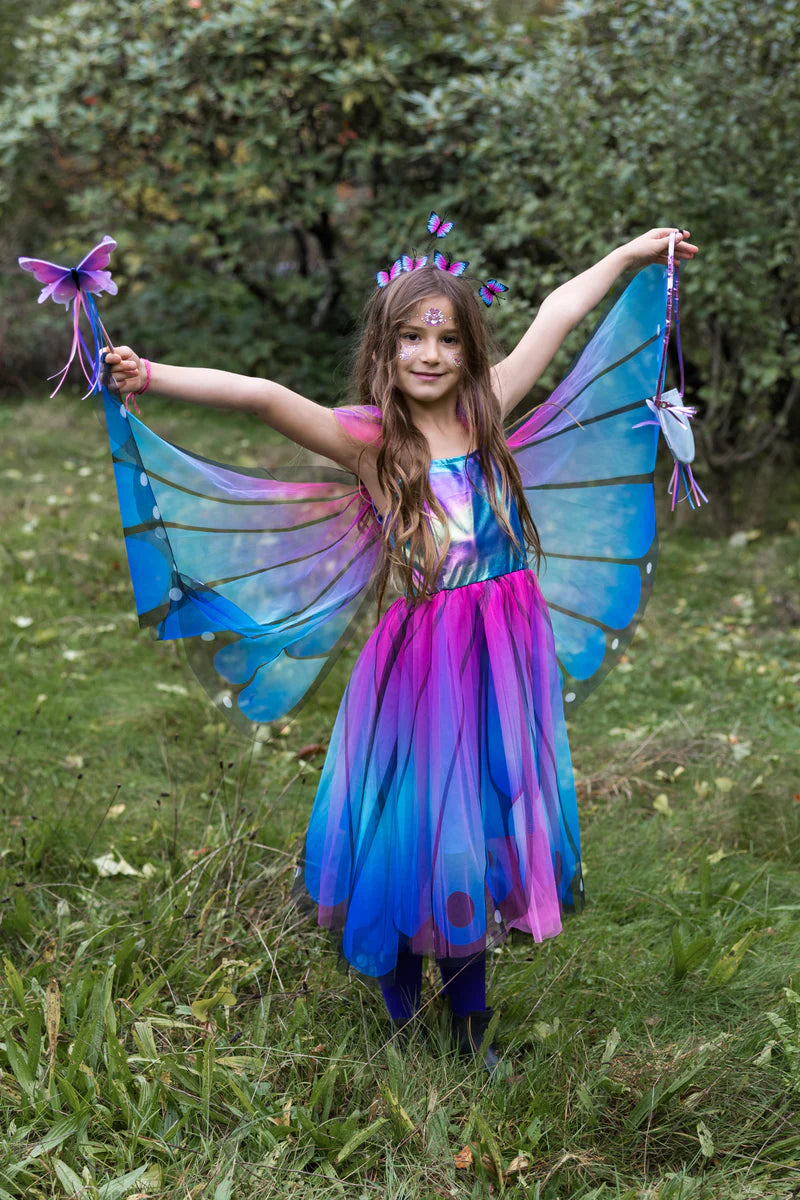 Robe papillon bleue avec ailes et bandeau