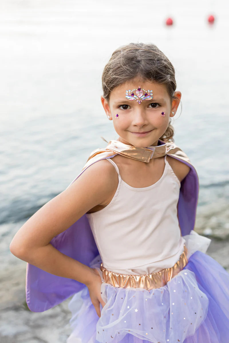 Super-Duper Tutu avec Cape & Masque, Or Rose Métallique / Lilas
