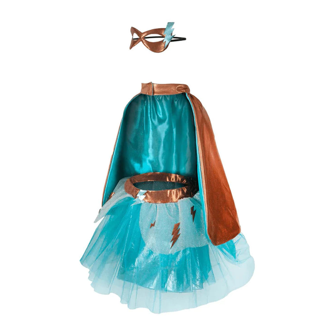 Set de super-héroïne, tutu/cape/masque, rose/bleu