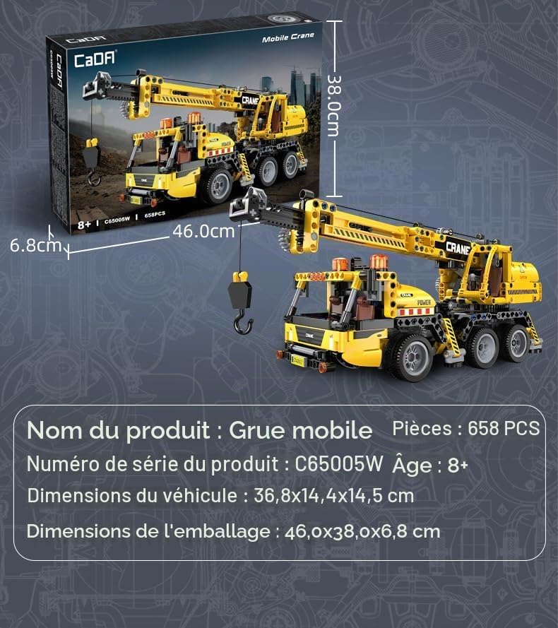 Camion-grue mobile à construire – 658 pièces - CaDA