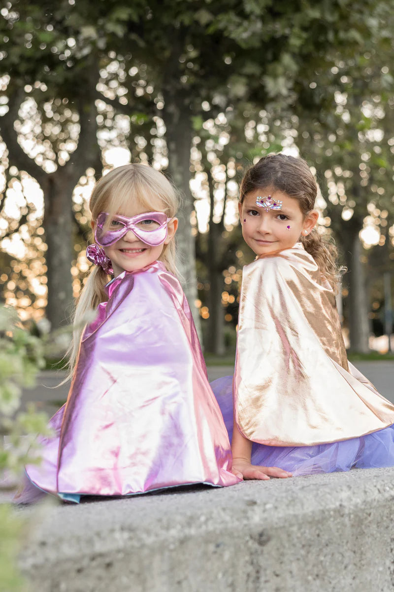 Super-Duper Tutu avec Cape & Masque, Or Rose Métallique / Lilas