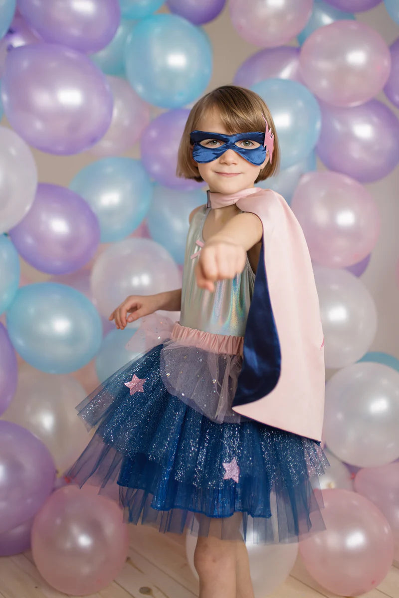 Super-Duper Tutu avec Cape & Masque, Rose/Marine