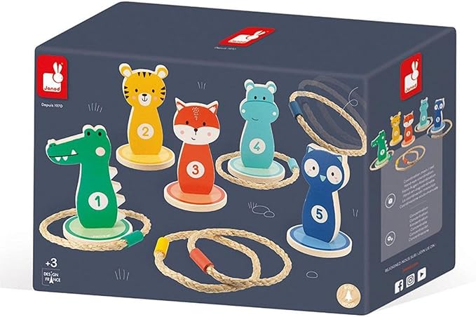 Jeu de Lancer d'Anneaux en Bois Animaux