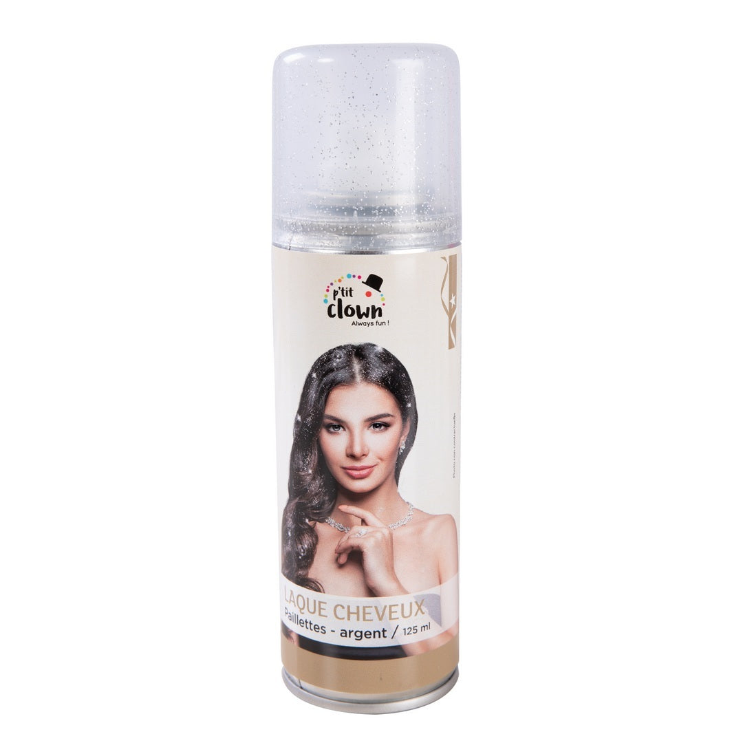 Spray cheveux pailleté argent 125 ml - P’tit Clown