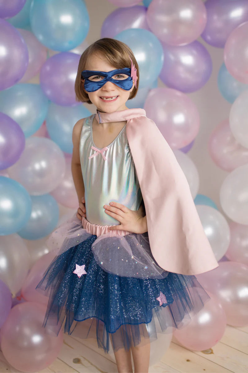 Super-Duper Tutu avec Cape & Masque, Rose/Marine